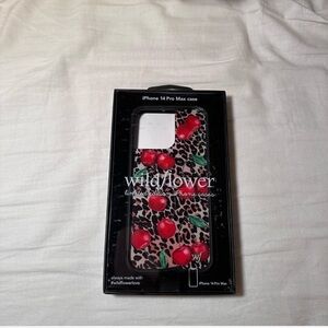 Wildflowers iPhone 14 Pro Max Case - Red, Green, Brown Leopard Cherry Design